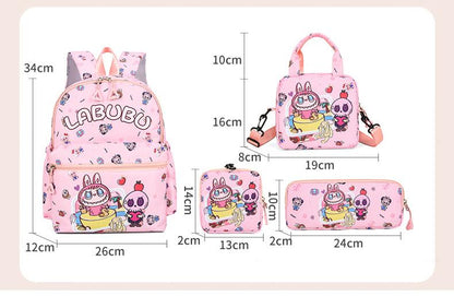 Kids Cartoon Character 3-Piece Backpack Set - Lightweight School Bag with Lunch Bag & Pencil Case(Purple) - Image 5