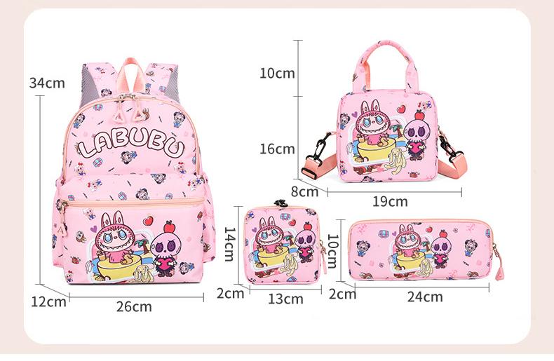 Kids Cartoon Character 3-Piece Backpack Set - Lightweight School Bag with Lunch Bag & Pencil Case(Light brown) - Image 5