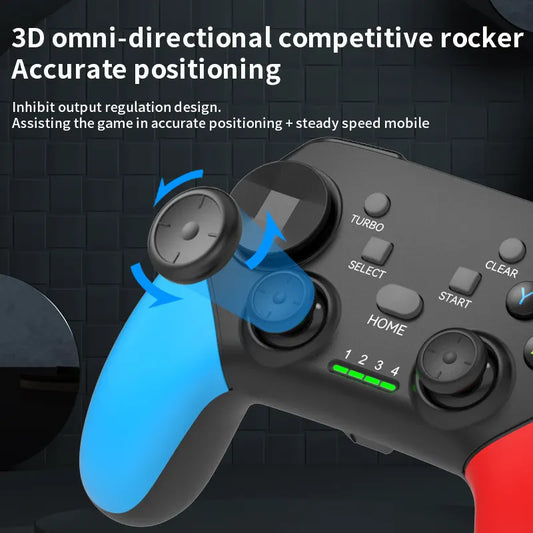 Multi-Platform Wireless Gaming Controller with Dual Motor Vibration, Turbo & Phone Holder(White, red and blue) - Image 3