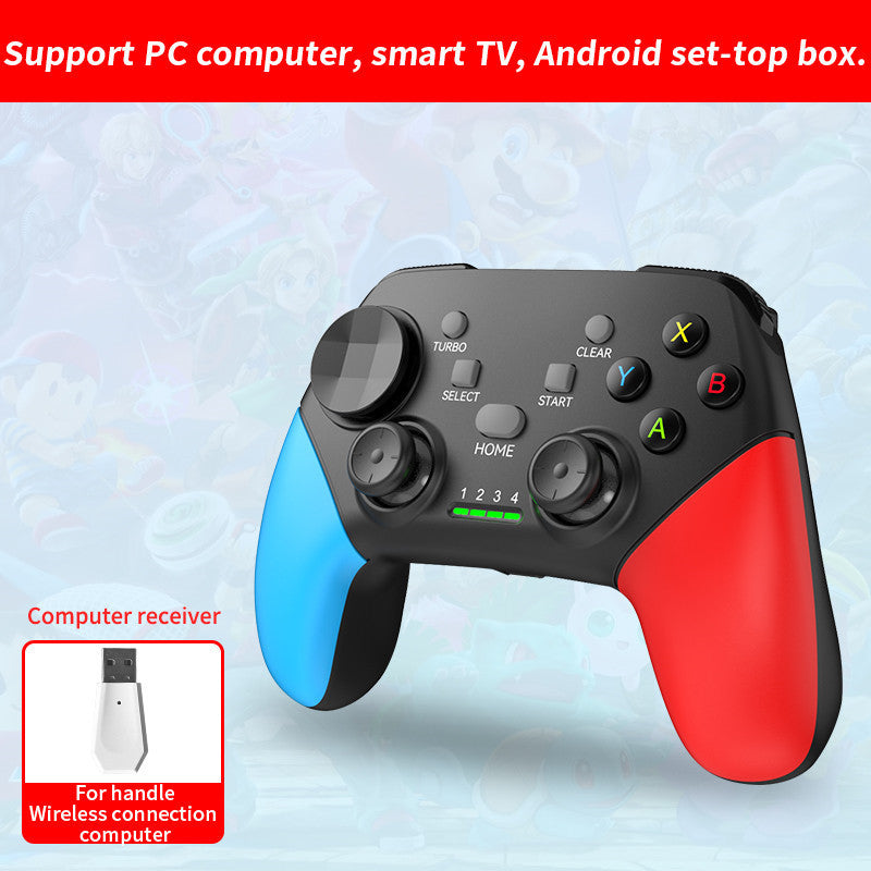 Multi-Platform Wireless Gaming Controller with Dual Motor Vibration, Turbo & Phone Holder(Black, red and blue with receiver)