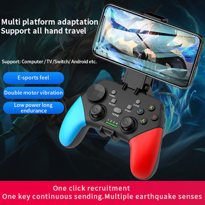 Multi-Platform Wireless Gaming Controller with Dual Motor Vibration, Turbo & Phone Holder(Black, red and blue with receiver) - Image 2