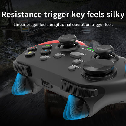 Multi-Platform Wireless Gaming Controller with Dual Motor Vibration, Turbo & Phone Holder(Black, red and blue with receiver) - Image 5