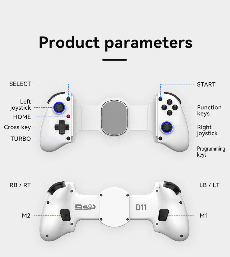 Multi-Platform Telescopic Gaming Controller - Hall Triggers, Esports 3D Joysticks & Macro Programming(white) - Image 9