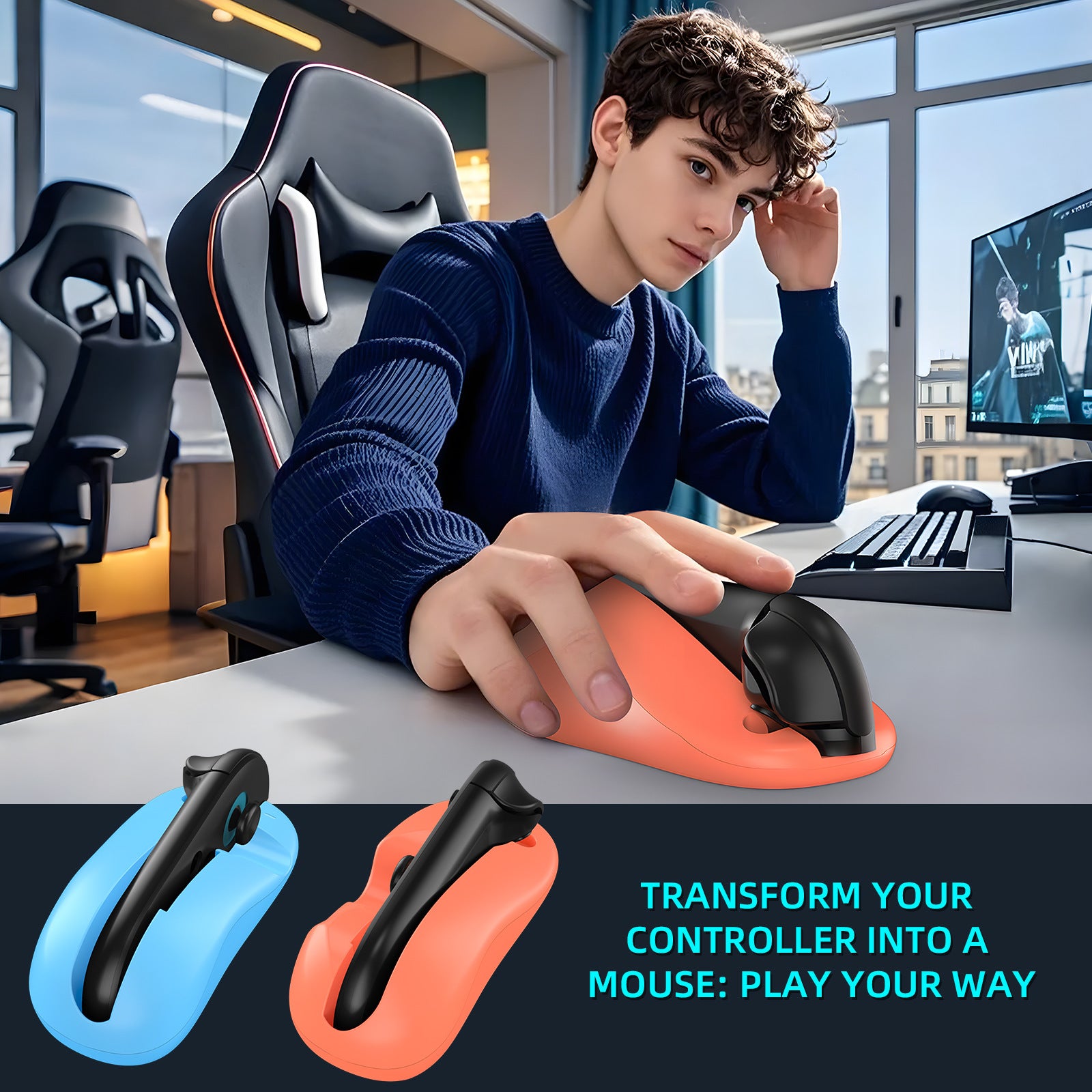 Ergonomic Mouse Grip for Nintendo Switch Joy-Con - 2-Pack Controller Holder (black) - Image 2