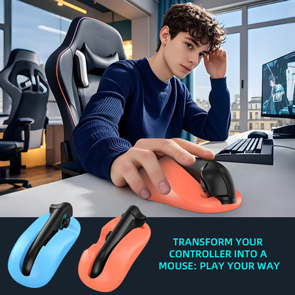 Ergonomic Mouse Grip for Nintendo Switch Joy-Con - 2-Pack Controller Holder (Orange Blue) - Image 2