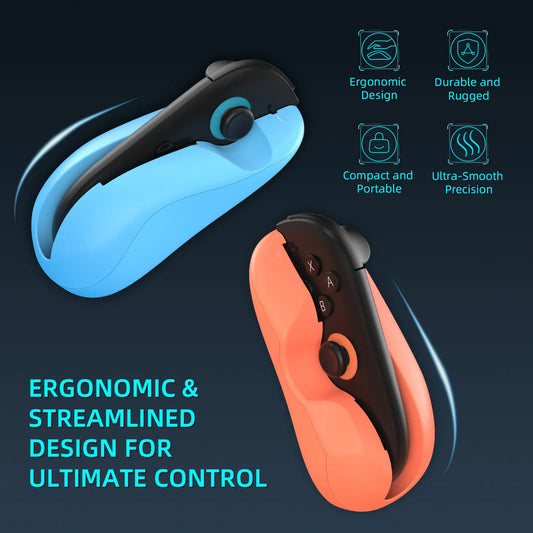 Ergonomic Mouse Grip for Nintendo Switch Joy-Con - 2-Pack Controller Holder (Orange Blue) - Image 3