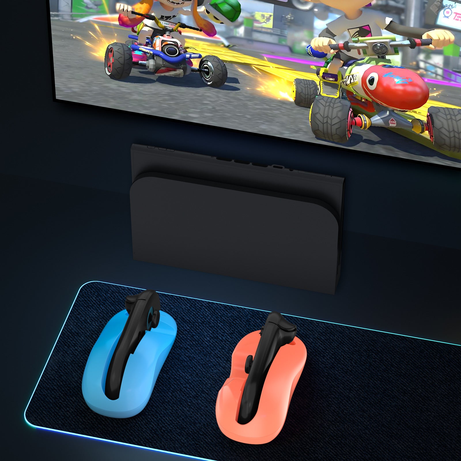 Ergonomic Mouse Grip for Nintendo Switch Joy-Con - 2-Pack Controller Holder (Orange Blue) - Image 6
