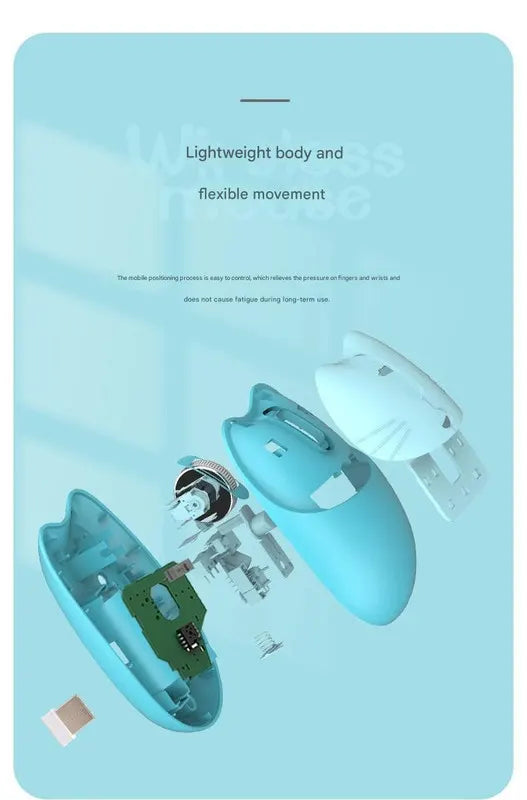 Cute Cat Shaped Wireless Office Mouse - Dual Mode 2.4G/Bluetooth, 3-Level DPI, Silent Click(pink) - Image 4