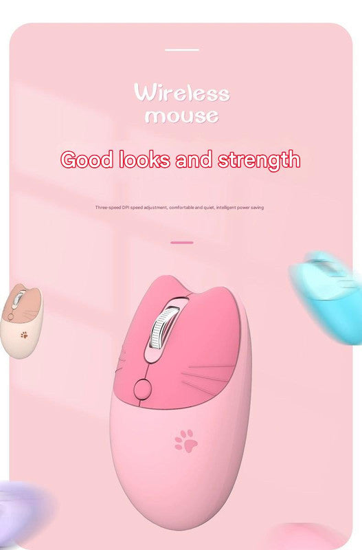 Cute Cat Shaped Wireless Office Mouse - Dual Mode 2.4G/Bluetooth, 3-Level DPI, Silent Click(purple) - Image 3