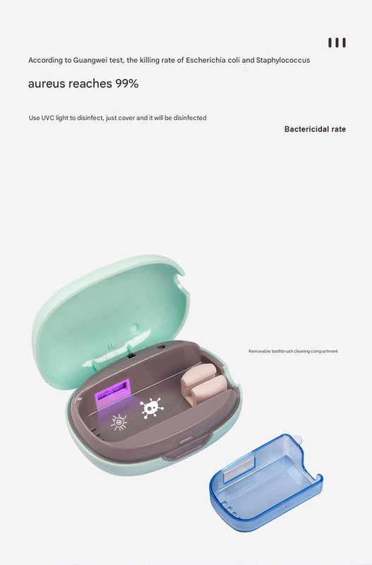 Portable UVC Toothbrush Sterilizer Case - 5-Minute Automatic Sanitizer, USB-C Rechargeable(blue) - Image 5