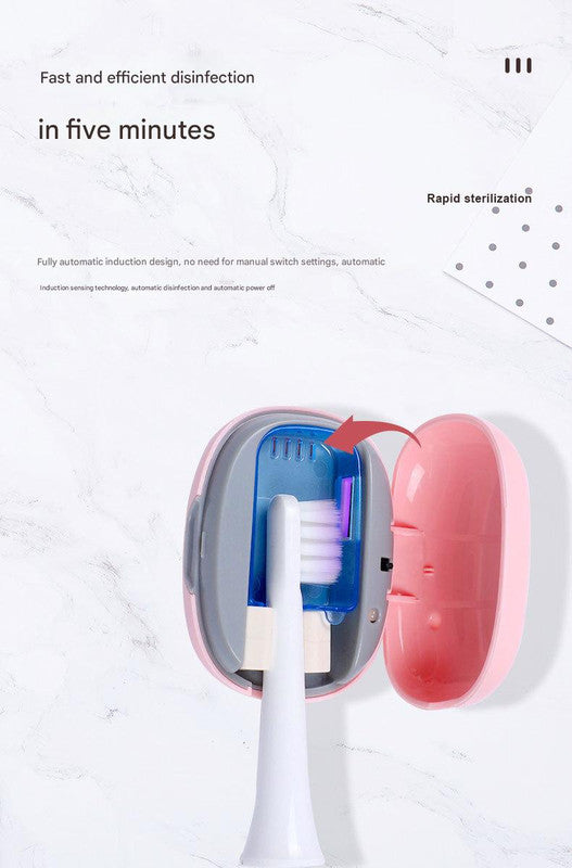 Portable UVC Toothbrush Sterilizer Case - 5-Minute Automatic Sanitizer, USB-C Rechargeable(pink) - Image 4
