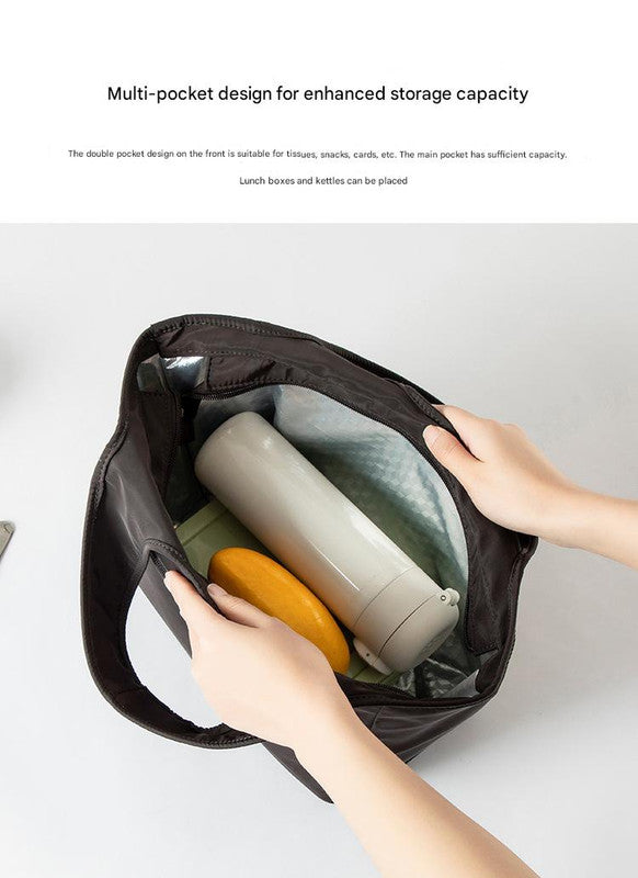 Insulated Lunch Tote Bag - Large Capacity, Multi-Pocket, Waterproof & Stain-Resistant Lining(Beige) - Image 3