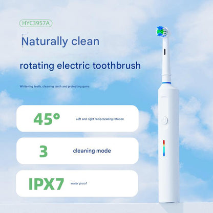 Rotating Electric Toothbrush with 3D Cleaning Action - 3 Modes, IPX7 Waterproof, with Travel Case & 6 Brush Heads(pink) - Image 2