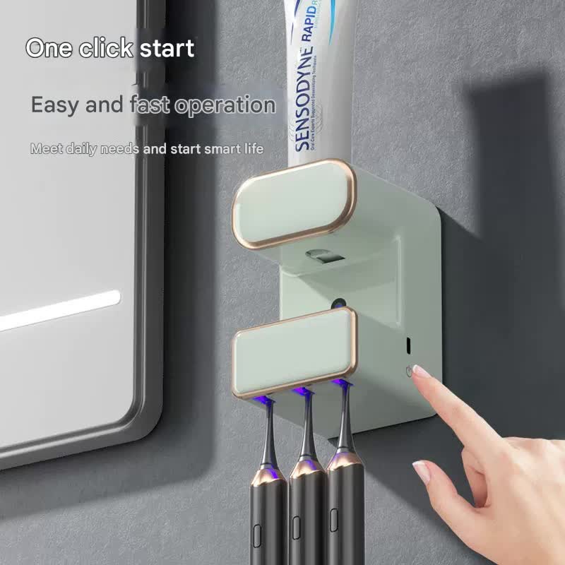 Automatic Toothpaste Dispenser with UVC Toothbrush Sterilizer & Holder - Wall Mounted, Rechargeable(green) - Image 4