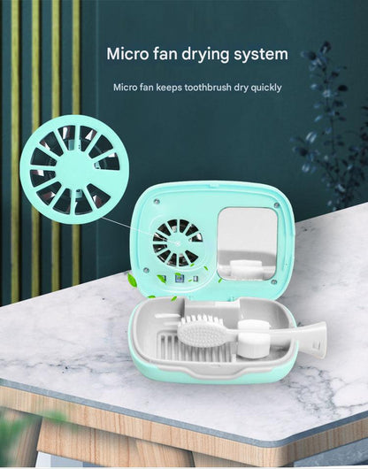 Portable UVC Toothbrush Sterilizer Case with Drying Fan - USB-C Rechargeable, 5-Minute Fast Disinfection(green) - Image 4