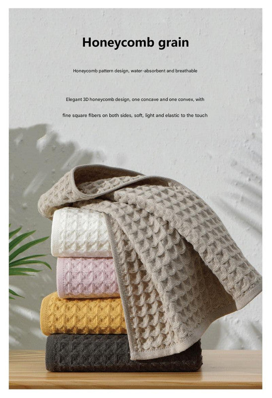 Luxurious 100% Cotton Waffle Weave Towel Set - 3-Piece Absorbent, Quick-Drying & Soft(White) - Image 5