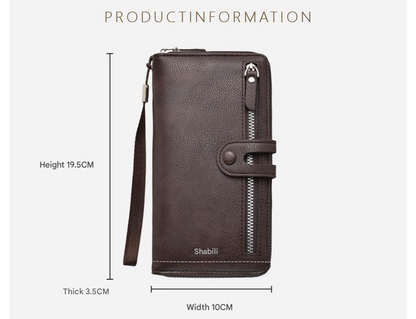 Two pieces High-Capacity PU Leather Clutch Wallet - Unisex Design with Wrist Strap, Zipper & Multiple Card Slots(Light brown) - Image 6