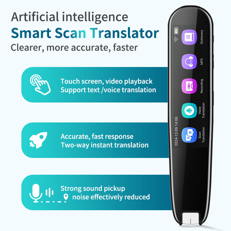 Smart AI Scan & Voice Translator Pen - 112+ Languages, Offline Mode, HD Touchscreen & Dictionary(black) - Image 3