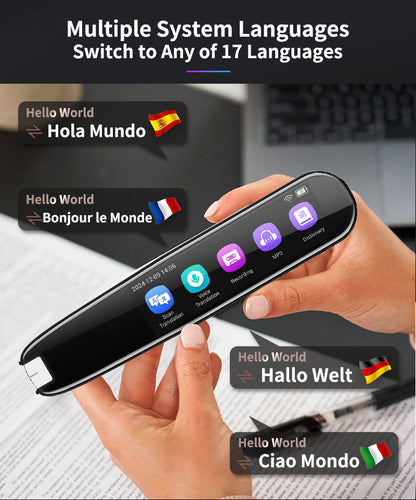 Smart AI Scan & Voice Translator Pen - 112+ Languages, Offline Mode, HD Touchscreen & Dictionary(black) - Image 8