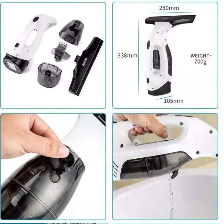 Cordless Window & Surface Vacuum Cleaner Kit - Rechargeable, Streak-Free Squeegee with Spray Bottle(White) - Image 2