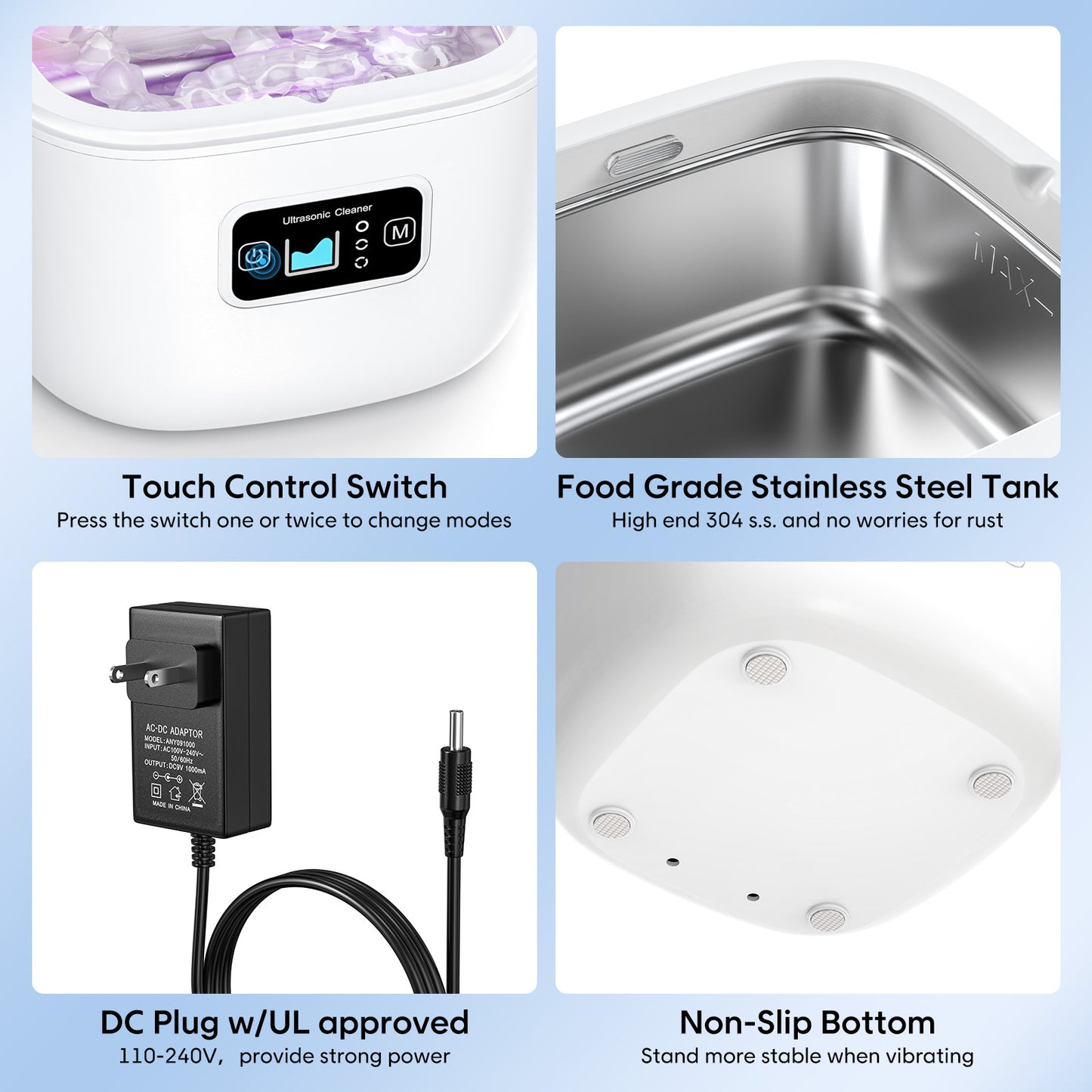 Professional Ultrasonic Cleaner with UV Light - 45000Hz for Dentures, Retainers, Jewelry & More(white) - Image 5