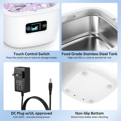 Professional Ultrasonic Cleaner with UV Light - 45000Hz for Dentures, Retainers, Jewelry & More(white) - Image 5