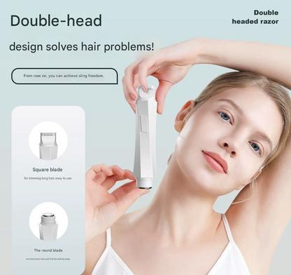 2-in-1 Women's Electric Body Shaver & Facial Trimmer - IPX7 Waterproof, Dual Head with Ceramic Blades, USB Rechargeable(White) - Image 2