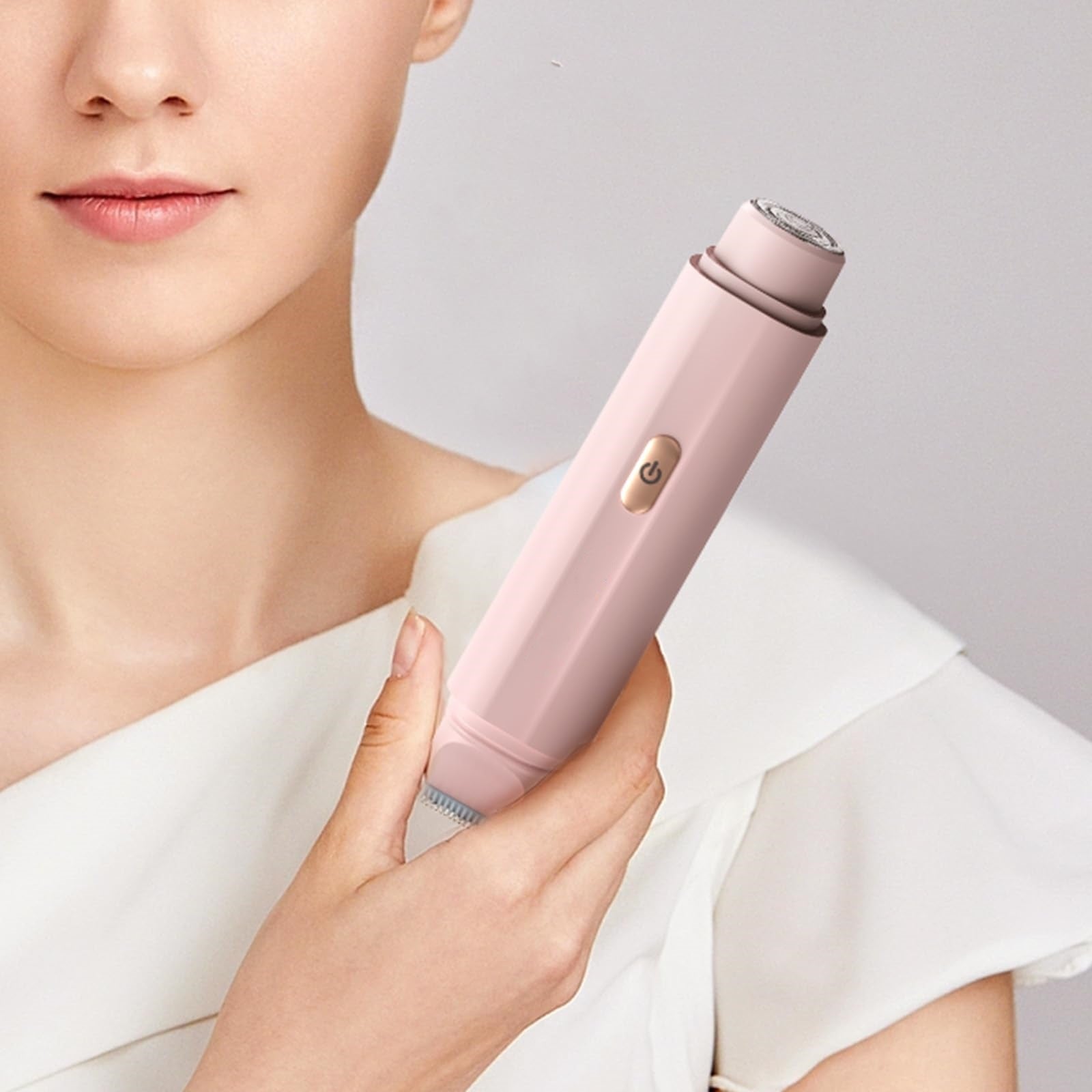 2-in-1 Women's Electric Body Shaver & Facial Trimmer - IPX7 Waterproof, Dual Head with Ceramic Blades, USB Rechargeable(White) - Image 3