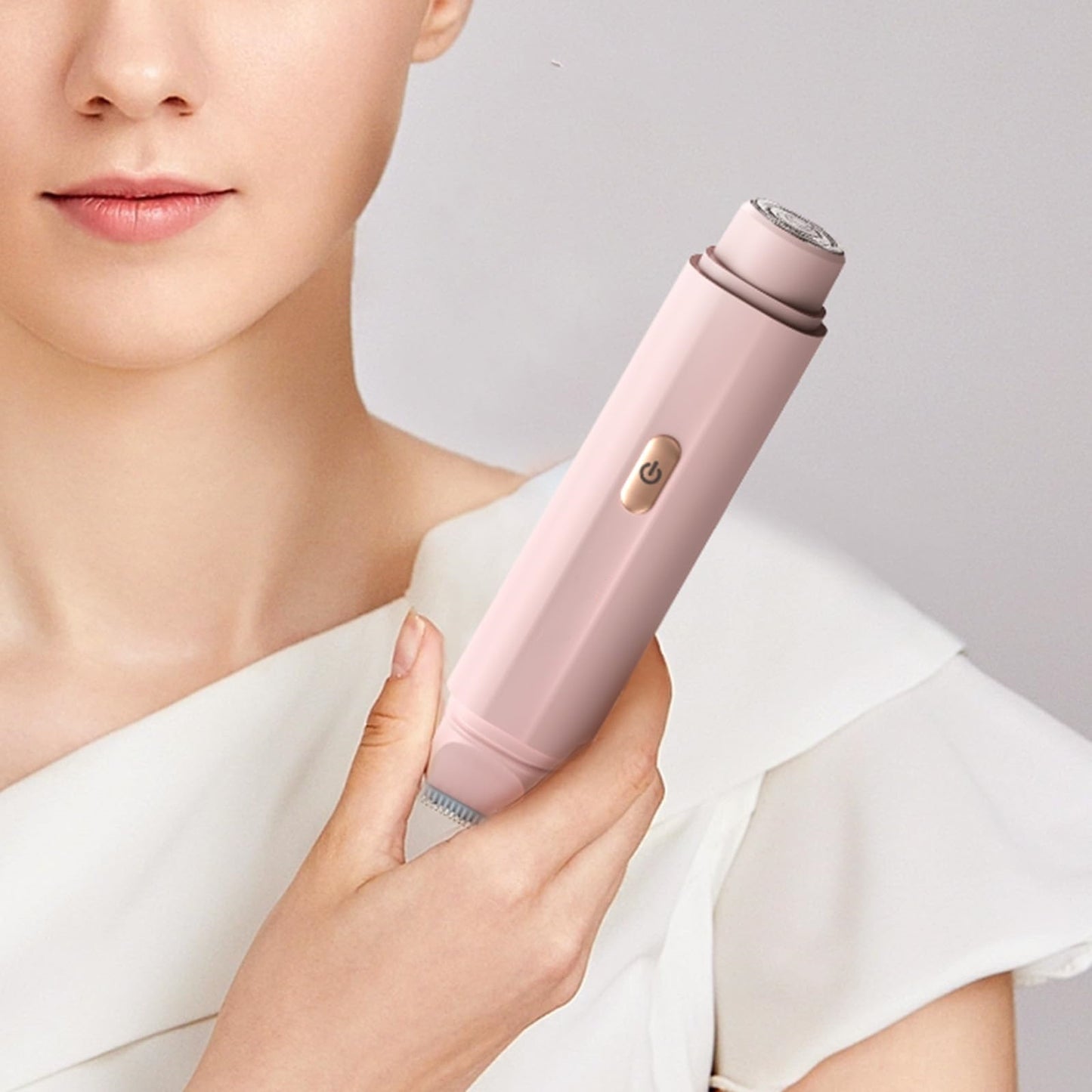 2-in-1 Women's Electric Body Shaver & Facial Trimmer - IPX7 Waterproof, Dual Head with Ceramic Blades, USB Rechargeable(Pink) - Image 3