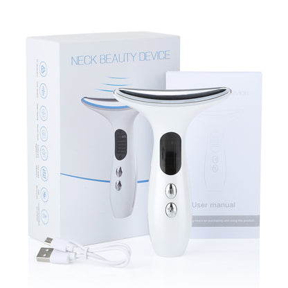 Multi-Function Neck & Face Beauty Device - 4-in-1 LED Light Therapy, EMS Lifting & Anti-Wrinkle Massager(White)