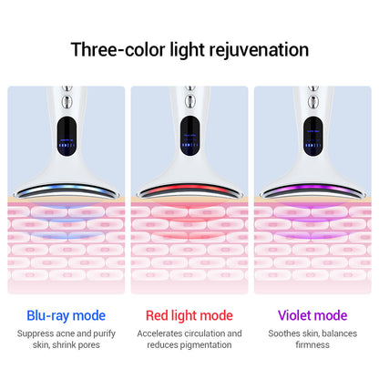 Multi-Function Neck & Face Beauty Device - 4-in-1 LED Light Therapy, EMS Lifting & Anti-Wrinkle Massager(White) - Image 3