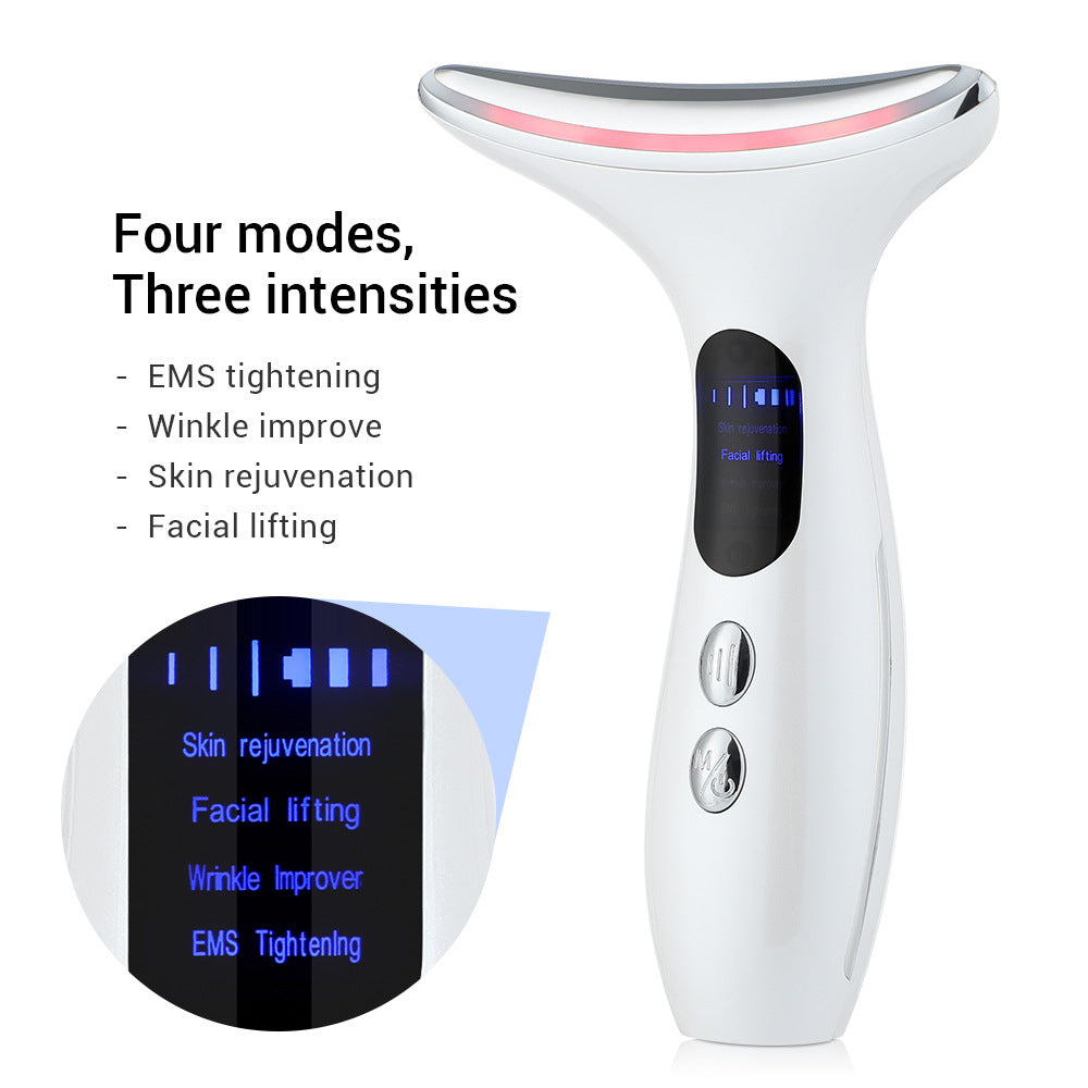Multi-Function Neck & Face Beauty Device - 4-in-1 LED Light Therapy, EMS Lifting & Anti-Wrinkle Massager(White) - Image 6