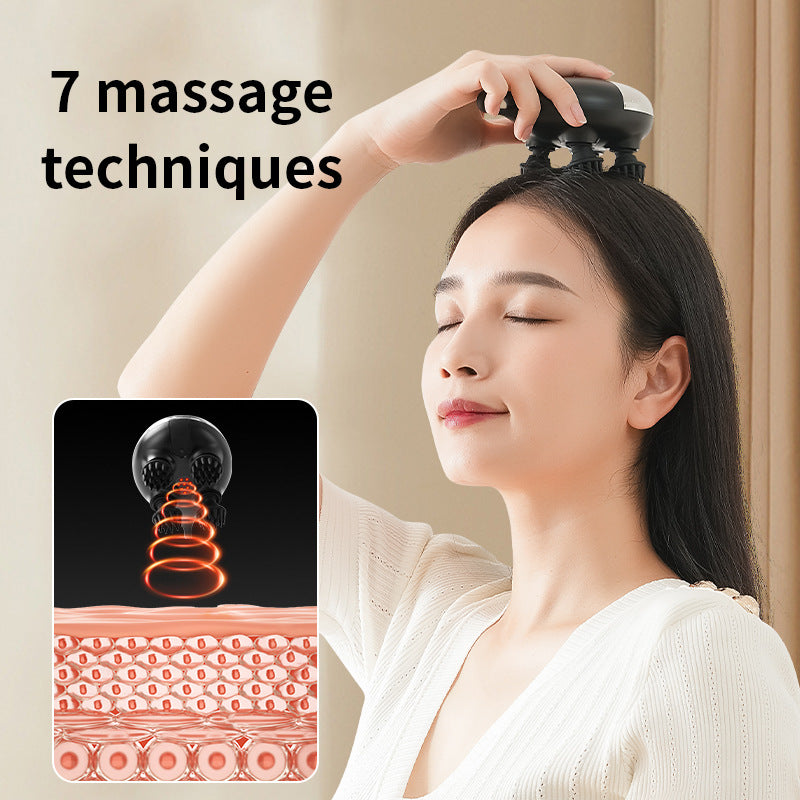 Intelligent 3D Electric Head & Scalp Massager - 7 Massage Techniques, IPX7 Waterproof, Rechargeable(Purple) - Image 3