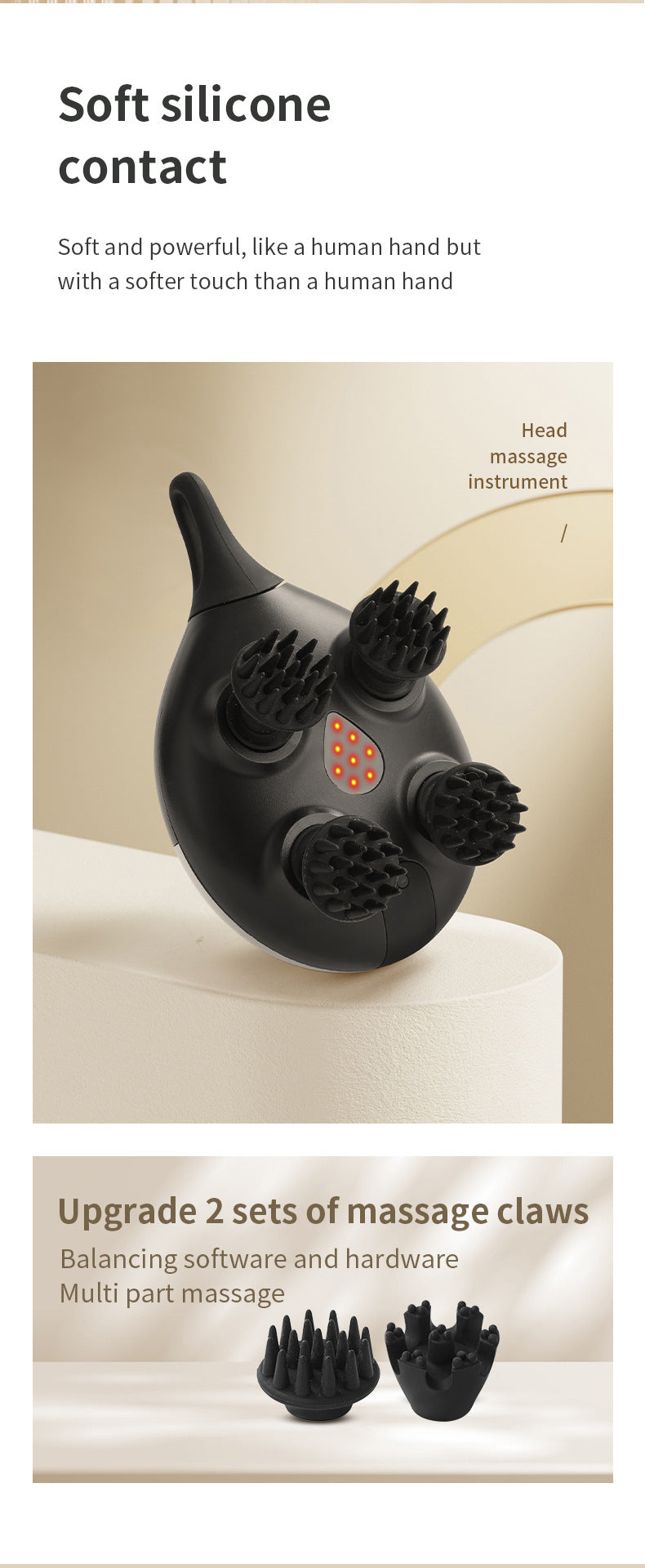 Intelligent 3D Electric Head & Scalp Massager - 7 Massage Techniques, IPX7 Waterproof, Rechargeable(Purple) - Image 8
