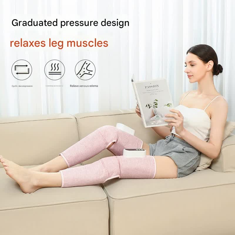 Rechargeable Air Compression Leg Massager with Heat Therapy for Knee & Calf Relief(grey-Single) - Image 5