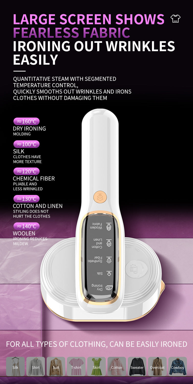 Portable Handheld Garment Steamer & Mini Iron - Smart Temperature Control, Rapid Heating & Powerful Steam for All Fabrics(White) - Image 5