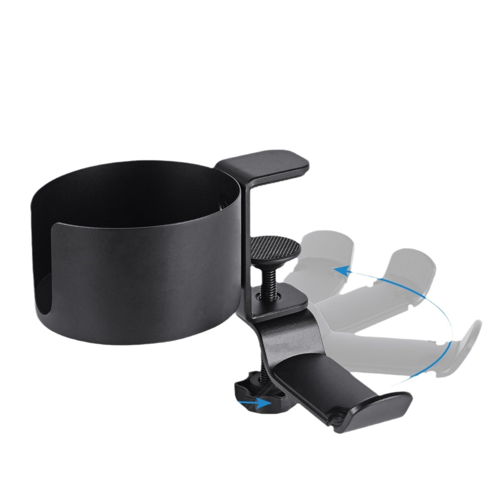 Heavy-Duty All-Metal Desk Clamp with 360-Degree Swivel Headphone Hanger & Cup Holder(black) - Image 5
