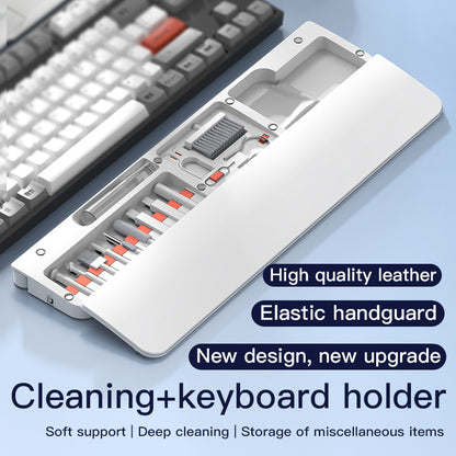 Two Multi-functional Keyboard Cleaning Kit & Ergonomic Wrist Rest with Integrated Storage(White)