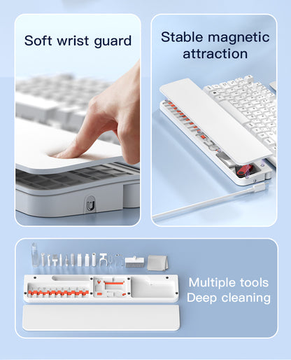 Two Multi-functional Keyboard Cleaning Kit & Ergonomic Wrist Rest with Integrated Storage(White) - Image 5