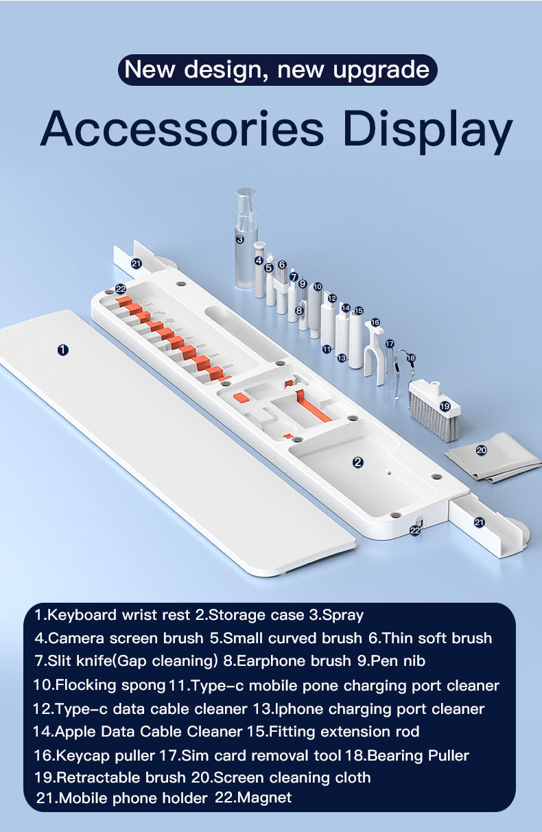 Two Multi-functional Keyboard Cleaning Kit & Ergonomic Wrist Rest with Integrated Storage(White) - Image 6