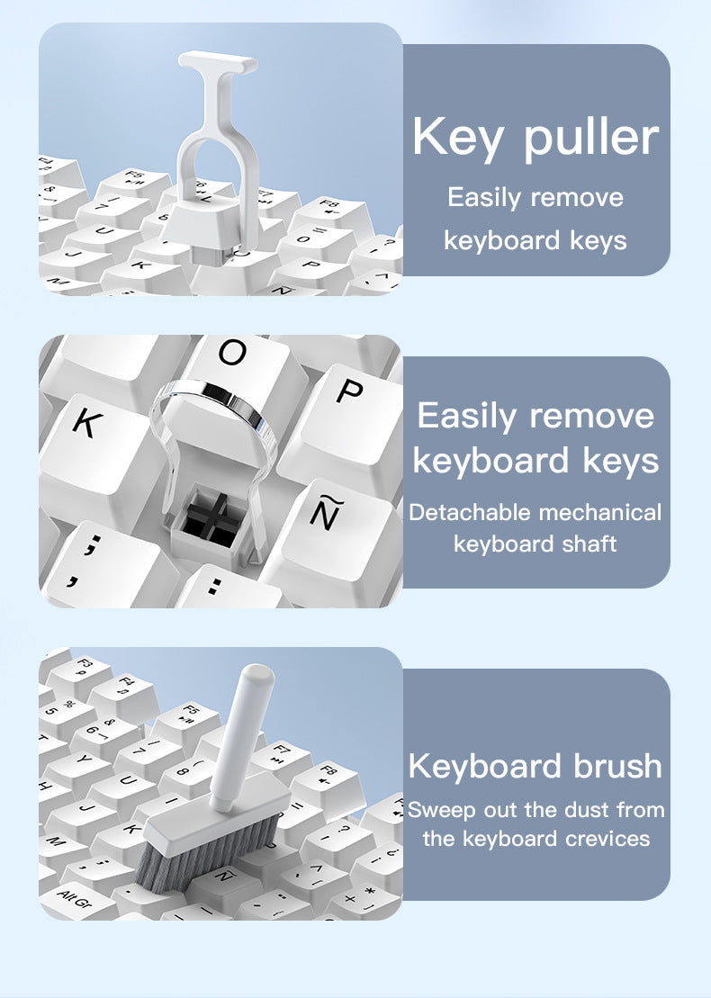 Two Multi-functional Keyboard Cleaning Kit & Ergonomic Wrist Rest with Integrated Storage(White) - Image 8
