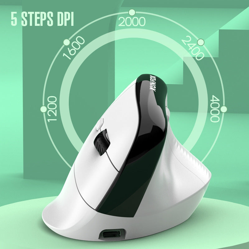Two Ergonomic Vertical Wireless Mouse - Dual Mode (2.4G & Bluetooth), 5 Adjustable DPI, Silent Clicks, Rechargeable(black) - Image 4