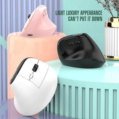 Two Ergonomic Vertical Wireless Mouse - Dual Mode (2.4G & Bluetooth), 5 Adjustable DPI, Silent Clicks, Rechargeable(white) - Image 2