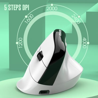 Two Ergonomic Vertical Wireless Mouse - Dual Mode (2.4G & Bluetooth), 5 Adjustable DPI, Silent Clicks, Rechargeable(white) - Image 4