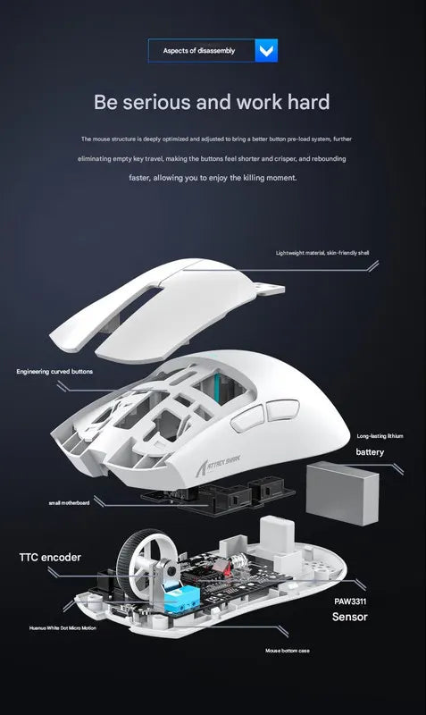 High-Performance Tri-Mode Wireless Gaming Mouse - 22000 DPI, Rechargeable, with RGB Charging Dock(white) - Image 6