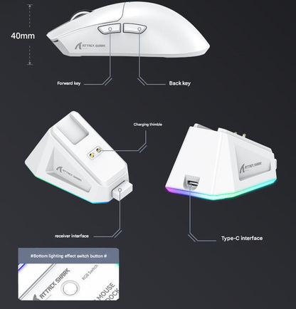 High-Performance Tri-Mode Wireless Gaming Mouse - 22000 DPI, Rechargeable, with RGB Charging Dock(black) - Image 8