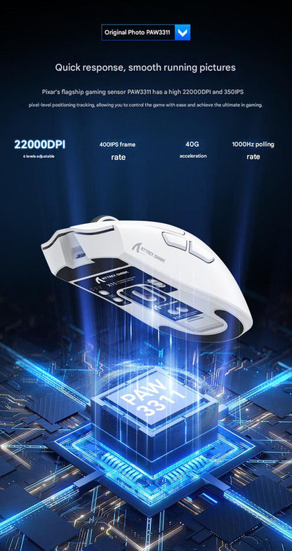 High-Performance Tri-Mode Wireless Gaming Mouse - 22000 DPI, Rechargeable, with RGB Charging Dock(red) - Image 3