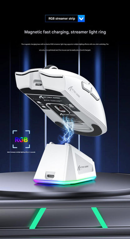 High-Performance Tri-Mode Wireless Gaming Mouse - 22000 DPI, Rechargeable, with RGB Charging Dock(red) - Image 5