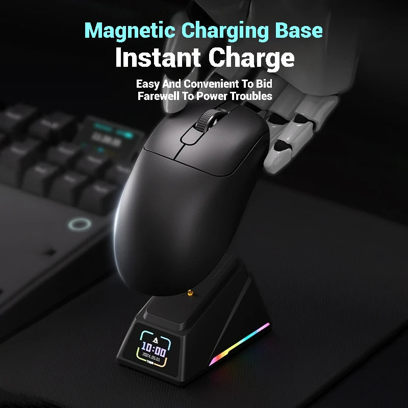 Tri-Mode Wireless Gaming Mouse with 8000Hz Polling Rate, PAW3950 Sensor & Magnetic Charging Dock(White) - Image 3