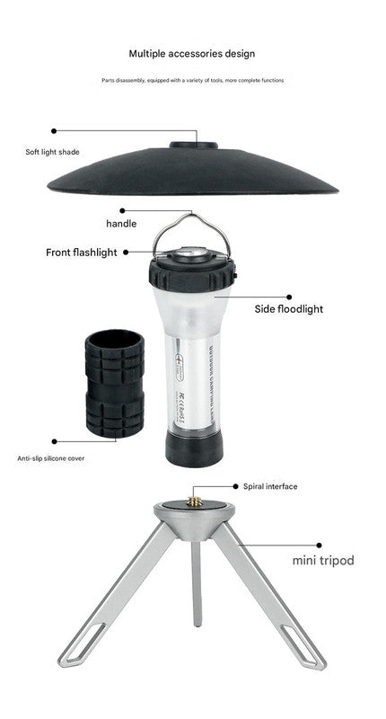 Portable Outdoor Camping Lantern with Tripod Stand, Soft Light Diffuser & USB-C Charging(black) - Image 4